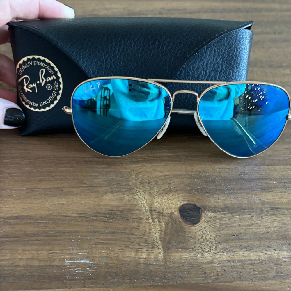 Ray ban polarized blue reflective aviators